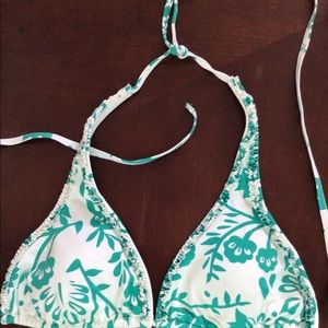 Green and white bikini